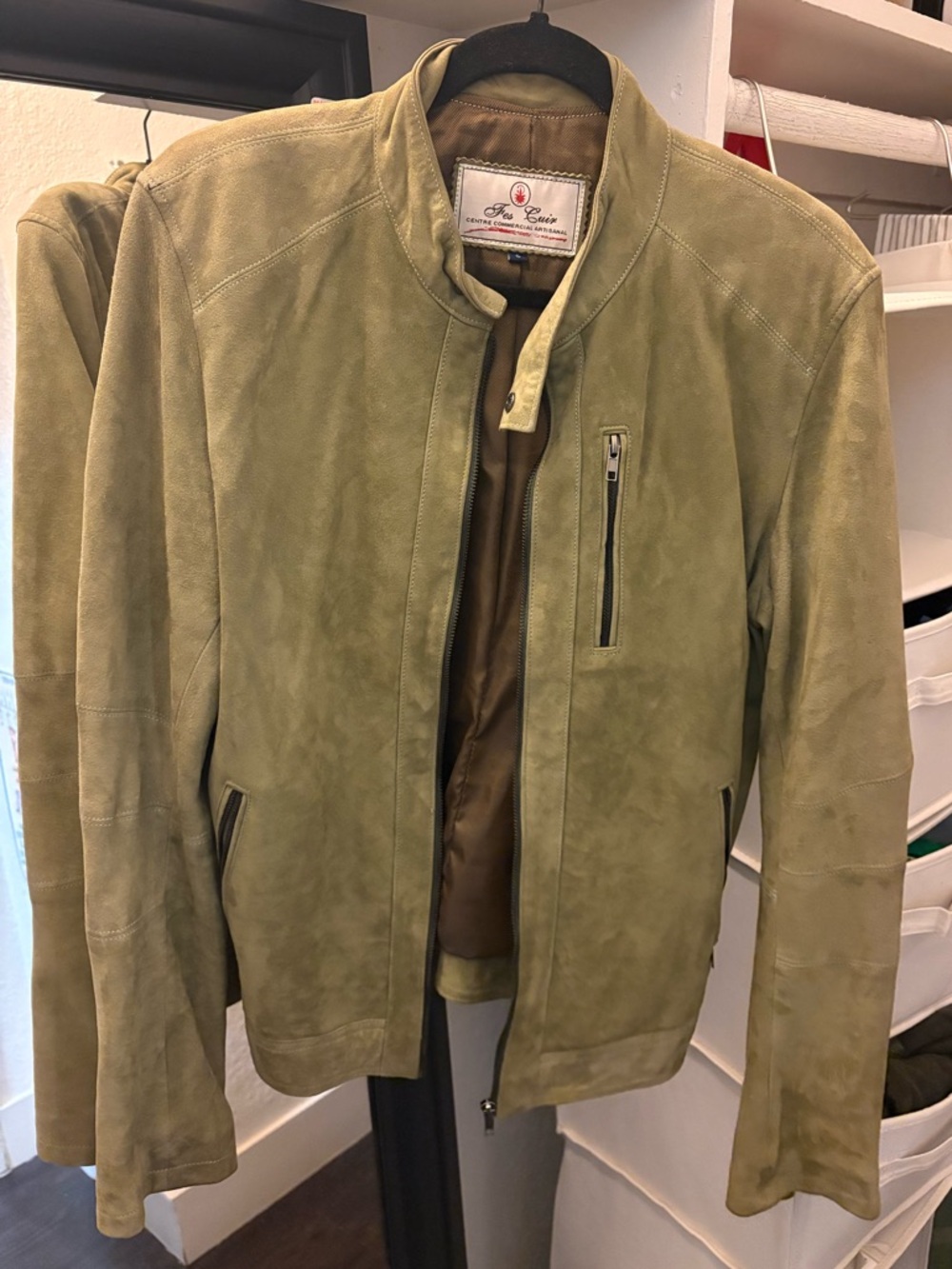Moroccan Suede Jacket - Olive Green